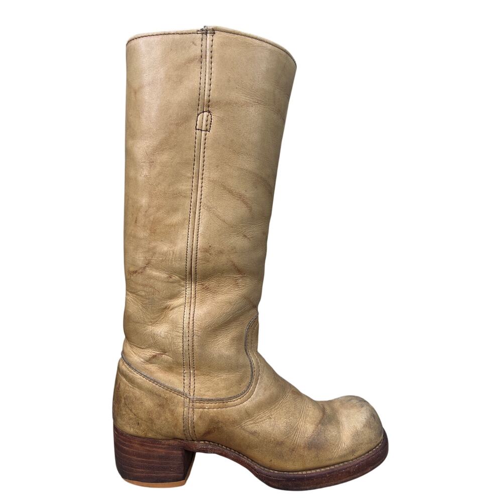 Frye Tan Leather Knee-High Heeled Boots